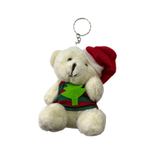 Yılbaşı Temalı Ayıcıklı Anahtarlık Krem